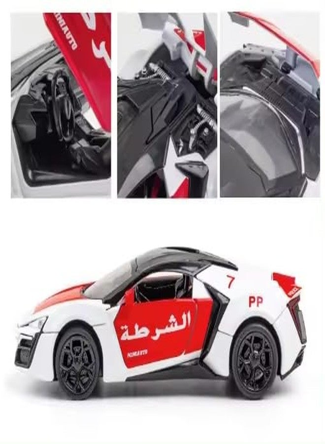PEZYOX سيارة لعبة مصغرة من سبيكة معدنية حصرية من PEZYOX، تعمل بالسحب للخلف، مزودة بأصوات وأضواء، لعبة سيارة صغيرة للأطفال، سيارة لعبة معدنية مزودة بأصوات وأضواء (مقياس 1.32، LAYKAN Hyper-Police) - Image 2